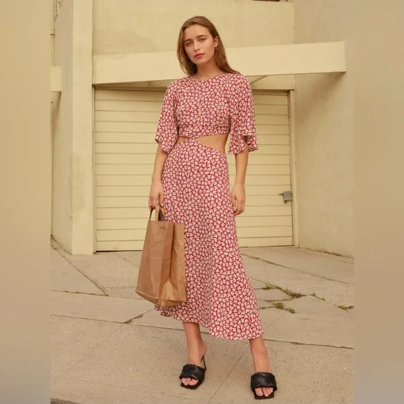 Reformation Red Floral Dress - Picture 6 of 6